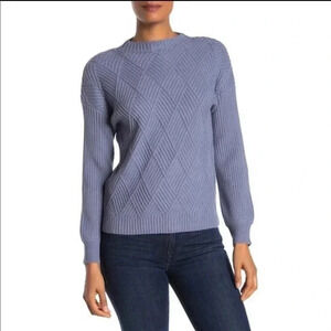 Catherine Malandrino Diamond Knit Crewneck Sweater Blue L NWT